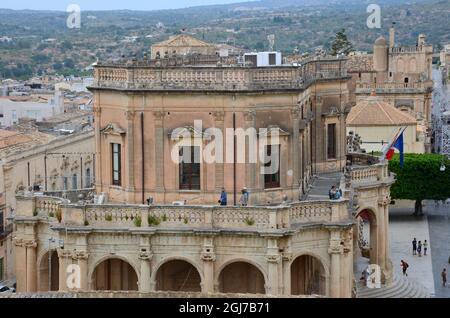 Quelques photos de la belle ville de Noto, dans le sud de la Sicile, prises lors d'un voyage en Sicile à l'été 2021. Banque D'Images