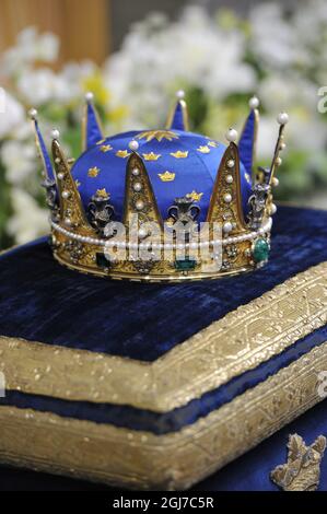 STOCKHOLM 2012-05-22 la Couronne royale pour le baptême de la princesse Estelle, fille de la princesse Victoria et du prince Daniel de la Suède, s'est tenue à la chapelle royale de Stockholm le 22 mai 2012. Photo: Anders Wiklund / SCANPIX / Kod: 10040 Banque D'Images