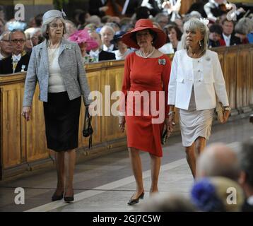 STOCKHOLM 2012-05-22 la princesse Margaretha, la princesse Desirée et la princesse Birgitta arrivent pour le baptême de la princesse Estelle, fille de la princesse Victoria et du prince Daniel de Suède, qui s'est tenue à la chapelle royale de Stockholm le 22 mai 2012. Photo: Anders Wiklund / SCANPIX / Kod: 10040 Banque D'Images