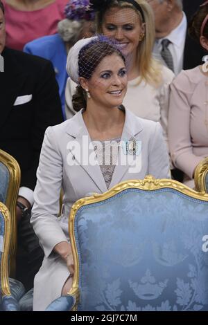 STOCKHOLM 2012-05-22 la princesse Madeleine de Suède lors de la cérémonie de baptême de la princesse Estelle de Suède à la chapelle royale de Stockholm, Suède le 22 mai 2012. La princesse Estelle est la fille de la princesse Victoria et du prince Daniel de Suède. La princesse Estelle est numéro deux de la succession royale suédoise photo: Claudio Bresciani / SCANPIX / Kod: 10090 Banque D'Images