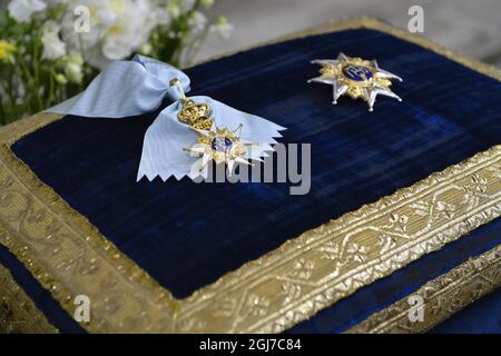 STOCKHOLM 2012-05-22 ordre du Seraphim pour le baptême de la princesse Estelle, fille de la princesse Victoria et du prince Daniel de Suède, qui a eu lieu à la chapelle royale de Stockholm le 22 mai 2012. Photo: Anders Wiklund / SCANPIX / Kod: 10040 Banque D'Images