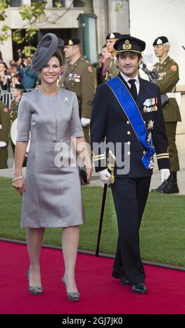 LUXEMBOURG 20121020 la princesse Martha Louise de Norvège et le prince Carl Philip de Suède lors du mariage du prince héritier Guillaume de Luxembourg et de la comtesse belge Stephanie de Lannoy, le 20 octobre 2012, à Luxembourg. Foto Jonas Ekström / SCANPIX Kod 10030 Banque D'Images