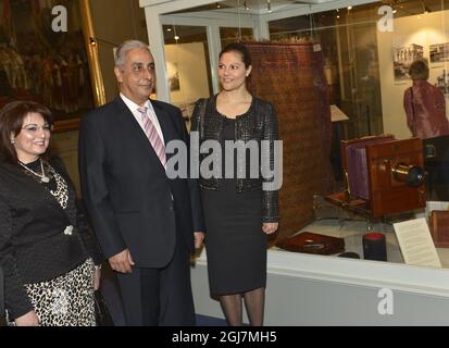 STOCKHOLM 2012-12-07 la Princesse Victoria et l'Ambassadeur d'Égypte à Stockholm Mohamed Oussama Taha Elmagdoub à l'ouverture de l'exposition « Exploring Egypt: Queen Victoria's Photographic Life » au Palais Royal de Stockholm Foto Jonas Ekström / SCANPIX Kod 10030 Banque D'Images