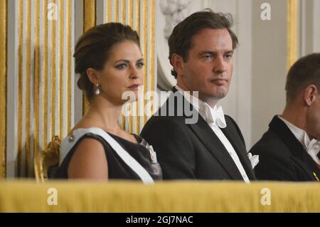 STOCKHOLM 20121220 la princesse Madeleine et son fiancé Chris O'Neill au rassemblement officiel de l'Académie suédoise qui s'est tenu à la Bourse de Stockholm en décembre 2012. Anders Wiklund / SCANPIX / Kod 10040 Banque D'Images