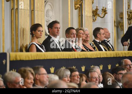 STOCKHOLM 20121220 la princesse Madeleine et son fiancé Chris O'Neill au rassemblement officiel de l'Académie suédoise qui s'est tenu à la Bourse de Stockholm en décembre 2012. Anders Wiklund / SCANPIX / Kod 10040 Banque D'Images