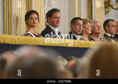 STOCKHOLM 20121220 la princesse Madeleine et son fiancé Chris O'Neill au rassemblement officiel de l'Académie suédoise qui s'est tenu à la Bourse de Stockholm en décembre 2012. Anders Wiklund / SCANPIX / Kod 10040 Banque D'Images