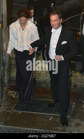 STOCKHOLM 20121220 la princesse Madeleine et son fiancé Chris O'Neill arrivent au rassemblement officiel de l'Académie suédoise qui s'est tenu à la Bourse de Stockholm en décembre 20, 2012. Anders Wiklund / SCANPIX / Kod 10040 Banque D'Images