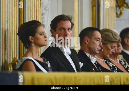 STOCKHOLM 20121220 la princesse Madeleine et son fiancé Chris O'Neill au rassemblement officiel de l'Académie suédoise qui s'est tenu à la Bourse de Stockholm en décembre 2012. Anders Wiklund / SCANPIX / Kod 10040 Banque D'Images