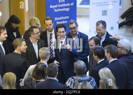 STOCKHOLM 20130219 Ed Miliband, chef du Parti travailliste britannique, a visité le Royal Institute of Technology de Stockholm, en Suède, le mardi 19 février 2013. Miliband est en visite en Suède. Foto: Janerik Henriksson / SCANPIX / Kod 10010 Banque D'Images