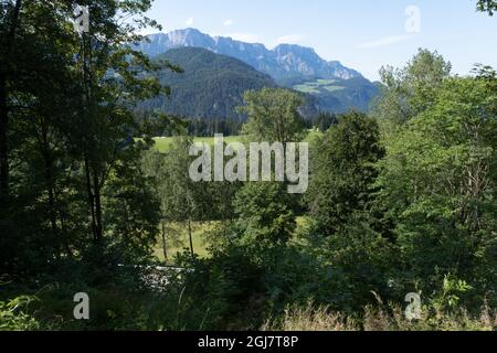 Berchtesgaden, Allemagne - 9 août 2021 : ce qui reste de la résidence et du siège social de Berghof Hitler à Obersalzberg. Ce qu'il a vu de sa fenêtre Banque D'Images