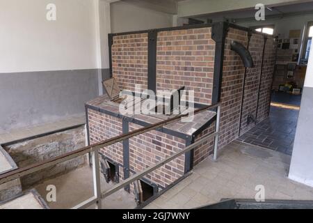 Mauthausen, Autriche - 12 août 2021 : site commémoratif du camp de concentration de Mauthausen. Protections SS et entrée des camions. Jour d'été ensoleillé Banque D'Images