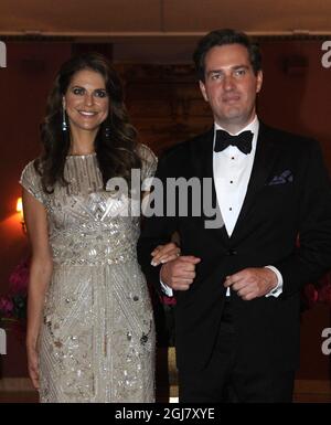 STOCKHOLM 2013-06-07 la princesse Madeleine de Suède et Christopher O'Neill arrivent pour un dîner privé au Grand Hôtel à Stockholm le vendredi 7 juin 2013 dans le cadre de leurs célébrations de mariage. Foto: Erik Martensson / SCANPIX / Kod 10400 Banque D'Images