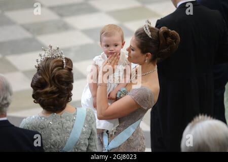 STOCKHOLM 20130608 la princesse Estelle et le prince héritier Victoria au mariage de la princesse Madeleine de Suède et de M. Christopher O’Neill, qui a eu lieu à la chapelle royale du Palais royal de Stockholm le samedi 8 juin 2013. Foto: Jessica Gow / SCANPIX / Kod 10070 Banque D'Images