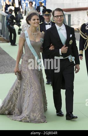 STOCKHOLM 2013-06-08 la princesse Victoria et le prince Daniel arrivent au palais Drottningholms après le mariage de la princesse Madeleine et de Christopher O´Neill à la chapelle royale de Stockholm, en Suède, le 8 juin 2013. Foto Jonas ekströmer / SCANPIX Kod 10030 Banque D'Images