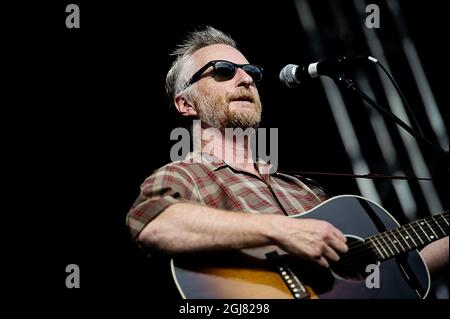 STOCKHOLM 2013-08-04 le chanteur-compositeur anglais Billy Bragg se produit pendant le festival Stockholm Music and Arts à Skeppsholmen, dans le centre de Stockholm, le 04 août 2013. Photo: Erik Martensson / SCANPIX / code 10400 Banque D'Images