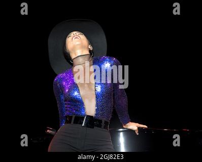 GOTHENBURG 2013-08-10 la chanteuse américaine Alicia Keys, se produit au festival de musique Way Out West à Göteborg, Suède, le 10 août 2013 photo: Bjorn Larsson Rosvall / SCANPIX / Kod 9200 Banque D'Images