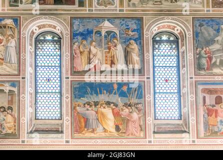 Italie, Padoue, Scrovegni Chapelle aux fresques peintes par Giotto au XIVe siècle Banque D'Images