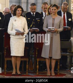 UPPSALA 2013-09-24 la reine Silvia et la princesse Victoria participent à l'ouverture du Synode général à la cathédrale d'Uppsala. Foto: Bertil Enevag Ericson / TT / Kod 10000 Banque D'Images