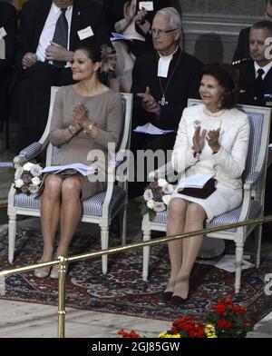 UPPSALA 2013-09-24 la reine Silvia et la princesse Victoria participent à l'ouverture du Synode général à la cathédrale d'Uppsala. Foto: Bertil Enevag Ericson / TT / Kod 10000 Banque D'Images