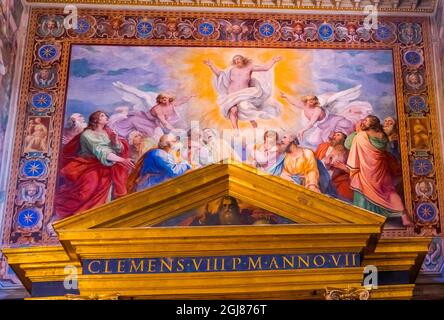 Jésus Résurrection Basilique de Fresco di San Giovanni à Laterano, Rome, Italie. Construit en 324 par l'empereur Constantin, en l'honneur de Jean Baptiste, Jean l'Evan Banque D'Images