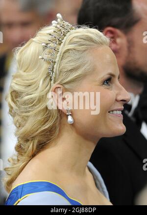 STOCKHOLM 2010-06-19 Princesse Mette Marit de Norvège au mariage de la princesse Victoria et de M. Daniel Westling à la cathédrale de Stockholm, en Suède, le 19 juin 2010. Foto: Pontus Lundahl / SCANPIX SUÈDE / Kod 10050 Banque D'Images