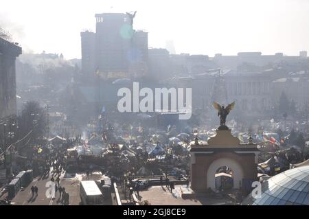 KIEV 2014-02-20 des manifestants antigouvernementaux sur la place de l'indépendance à Kiev, Ukraine le 21 février 2014. Foto Gustav Sjoholm / TT / Kod 10510 Banque D'Images