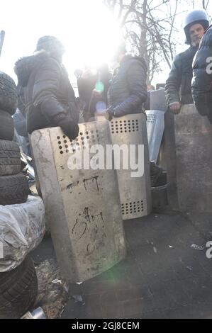 KIEV 2014-02-20 des manifestants antigouvernementaux sur la place de l'indépendance à Kiev, Ukraine le 21 février 2014. Foto Gustav Sjoholm / TT / Kod 10510 Banque D'Images