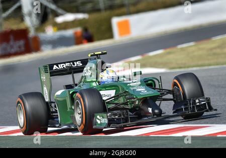 BARCELONE 20140509 Marcus Ericsson (SWE) de l'écurie Renault Caterham est vu lors de la première pratique libre du Grand Prix espagnol de F1 au circuit Barcelone-Catalunya à Montmelo le 9 mai 2014. Foto Anders Wiklund / TT / Kod 10040 Banque D'Images