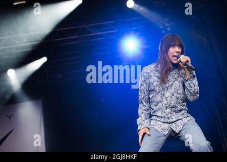 SOLVESBORG 2014-06-05 Jeff Keith, chanteur du groupe américain Telsa, se produit sur scène lors du festival de musique suédois Sweden Rock à Solvesborg, dans le sud de la Suède, le 05 juin 2014. Photo: Fredrik Sandberg / TT / code 10080 Banque D'Images