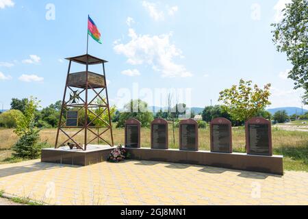 Neberdzhaevskaya, Russie - 24 juillet 2021: Monument aux Cosaques - Chernomorets qui fonda le village de Neberdzhaevskaya en 1962, Krasnodar Territ Banque D'Images