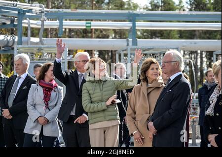 Elke Büdenbender, le président allemand Frank-Walter Steinmeier, la reine Silvia et le roi Carl Gustaf visitent le centre spatial Esrange à Kiruna en Suède, le 09 septembre 2021. Le président fédéral allemand effectue une visite d'État de trois jours en Suède. Photo : Anders Wiklund / TT code 10040 Banque D'Images