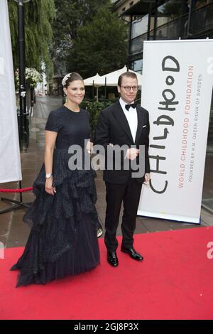 STOCKHOLM 20140908 la princesse Victoria et le prince Daniel arrivent à la vente aux enchères de collecte de fonds de l'enfance aux Berns à Stockholm, en Suède, le 8 septembre 2014. Foto: Sven Lindwall / EXP / TT / Kod 7117 ** OUT SWEDEN OUT** Banque D'Images