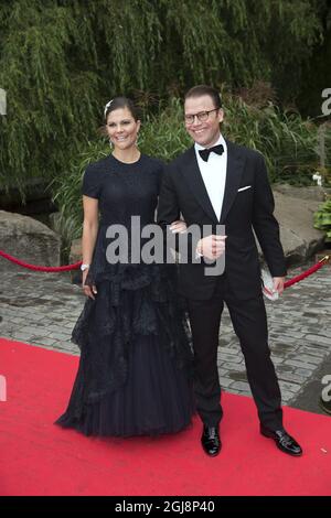 STOCKHOLM 20140908 la princesse Victoria et le prince Daniel arrivent à la vente aux enchères de collecte de fonds de l'enfance aux Berns à Stockholm, en Suède, le 8 septembre 2014. Foto: Sven Lindwall / EXP / TT / Kod 7117 ** OUT SWEDEN OUT** Banque D'Images