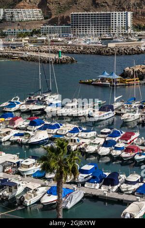 Espagne, Canaries, Gran Canaria Island, Puerto Rico, de la ville de Plaisance, high angle view Banque D'Images
