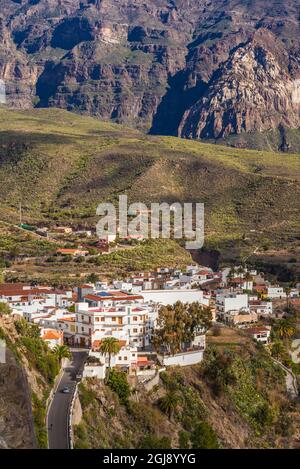 Espagne, Canaries, Gran Canaria Island, San Bartolome de Tirajana, high angle view of town Banque D'Images