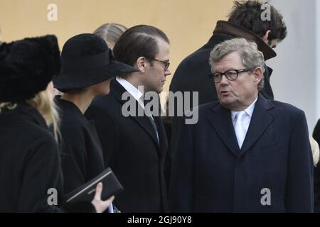 STOCKHOLM 2015-02-04 Princesse Victoria , Prince Daniel et Jacob Wallenberg funérailles de l'industriel suédois Peter Wallenberg dans l'église Katarina à Stockholm, Suède, le 4 février 2015. Foto: Anders Wiklund / TT Kod 10040 Banque D'Images