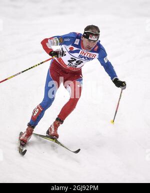 Lukas Bauer de la République tchèque en action pendant le cross-country hommes 50kms masse de démarrage classique de course aux Championnats du monde de ski nordique FIS à Falun, Suède, le 1er mars 2015. Lucas Bauer a placé deuxième.. Photo: Anders Wiklund / TT / code 10040 Banque D'Images