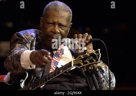 STOCKHOLM 20040522 - la légende du blues BB King lors d'un concert à Stockholm, le 22 mai 2004. Foto: Mark terry kod 4900 COPYRIGHT SCANPIX SUÈDE Banque D'Images