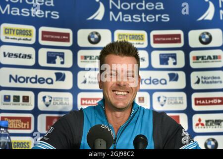 MALMO 20150603 Henrik Stenson de Suède est vu lors d'une conférence de presse avant le tournoi de golf Nordea Masters à Malmo, Suède, le 3 juin 2015. Foto: Anders Wiklund / TT / Kod 10040 Banque D'Images