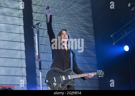 KALMAR 20150718 per Gessle du duo suédois Roxette se produit à Fredriksskans à Kalmar ce samedi soir. C'est le premier spectacle des groupes en Suède depuis plusieurs années. Foto: Sven Lindwall / EXP / TT / Kod: 7117 ** OUT AFTONBLADET ** Banque D'Images