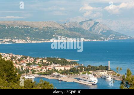 Croatie, Split. Vue depuis la colline de Marjan. Banque D'Images