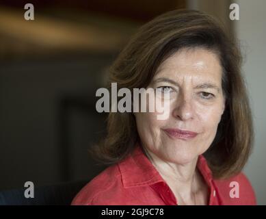 STOCKHOLM 2015-08-24 : La fille d'Ingrid Bergman Ingrid Rossellini est vue lors d'une conférence de presse à Stockholm, en Suède, le 24 août 2015. Les quatre enfants d'Ingrid Bergman se rendent à Stockholm pour la première du film "Je suis Ingrid" à l'occasion du 100 anniversaire de la naissance de la dernière actrice suédoise. Foto: Maja Suslin / TT / Kod 10300 Banque D'Images