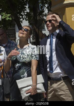 CARTAGENA 20151021 Crown Princess Victoria et Prince Daniel lors de la visite guidée à Cartagena i Colombie mercredi 21 octobre 2015 Foto Jonas Ekstromer / TT / Kod 10030 Banque D'Images