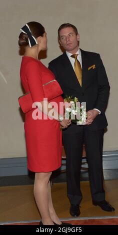 STOCKHOLM 2015-11-05 la princesse Victoria est vue lors d'un déjeuner pour le président de la Tunisie, Beji CaÃƒÂ¯d Essebs, à l'hôtel de ville de Stockholm, Suède, le 5 novembre 2015. Le Président tunisien est en visite d'État en Suède. Foto: Maja Suslin / TT Kod 10300 Banque D'Images