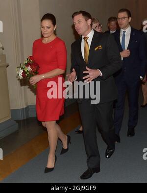 STOCKHOLM 2015-11-05 la princesse Victoria est vue lors d'un déjeuner pour le président de la Tunisie, Beji CaÃƒÂ¯d Essebs, à l'hôtel de ville de Stockholm, Suède, le 5 novembre 2015. Le Président tunisien est en visite d'État en Suède. Foto: Maja Suslin / TT Kod 10300 Banque D'Images