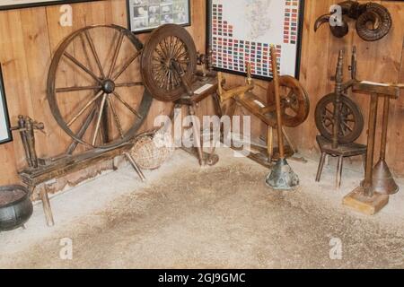 L'un des sept cottages conservés datant de la fin du XVIIIe siècle dans le nord de Skye, sur l'océan Atlantique. Banque D'Images