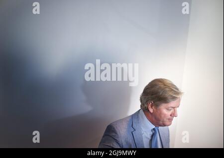 Photo du fichier Victor Muller, directeur général de l'automobile suédoise, lors d'une conférence de presse le jeudi 08 septembre 2011. Saab, connue pour ses voitures excentriques et arrondies, s'est rapprochée de l'effondrement financier jeudi après qu'un tribunal suédois ait rejeté sa demande de protection contre la faillite. Photo Bjorn Larsson Rosvall / SCANPIX Banque D'Images