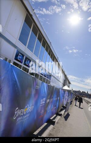 STOCKHOLM 2016-05-02 Eurovision Euro Club est vu près du Palais Royal à Stockholm, Suède, le 2 mai 2016, Stockholm passe un remake avant la finale du Concours Eurovision Song à Stockholm, semaine 19, Foto: Anders Wiklund / TT / Kod 10040 Banque D'Images