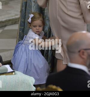 STOCKHOLM 2016-05-17 la princesse Leonore lors de la cérémonie de baptême du prince Oscar de Suède à la chapelle royale de Stockholm, Suède le 27 mai 2016. Le prince Oscar est le fils de la princesse Victoria et du prince Daniel et le troisième de la succession royale suédoise. Foto Jonas Ekstromer / TT / Kod 10030 Banque D'Images