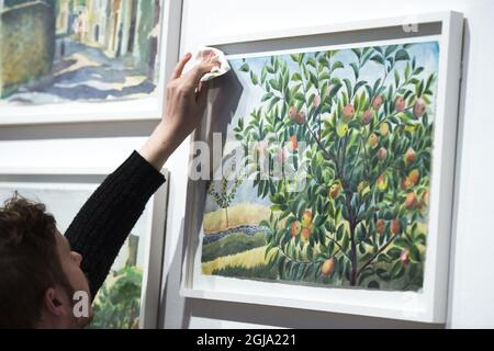 STOCKHOLM 2016-05-18 une exposition de Josef Franks, le dernier designer et artiste, travaille à la galerie d'art Millesgarden à Stockholm . Photo d'un aquarelle Foto: Erik Nylander / TT / Kod 11540 Banque D'Images